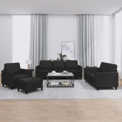 vidaXL Juego de sofás con cojines 4 piezas cuero sintético negro