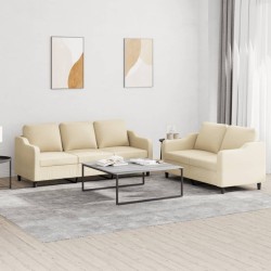 vidaXL Juego de sofás con cojines 2 piezas tela crema