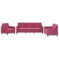vidaXL Juego de sofás 3 piezas terciopelo rojo tinto vidaXL Juego de sofás 3 piezas terciopelo rojo tinto