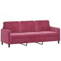 vidaXL Juego de sofás 3 piezas terciopelo rojo tinto vidaXL Juego de sofás 3 piezas terciopelo rojo tinto