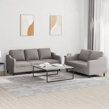 vidaXL Juego de sofás con cojines 2 piezas tela gris taupe