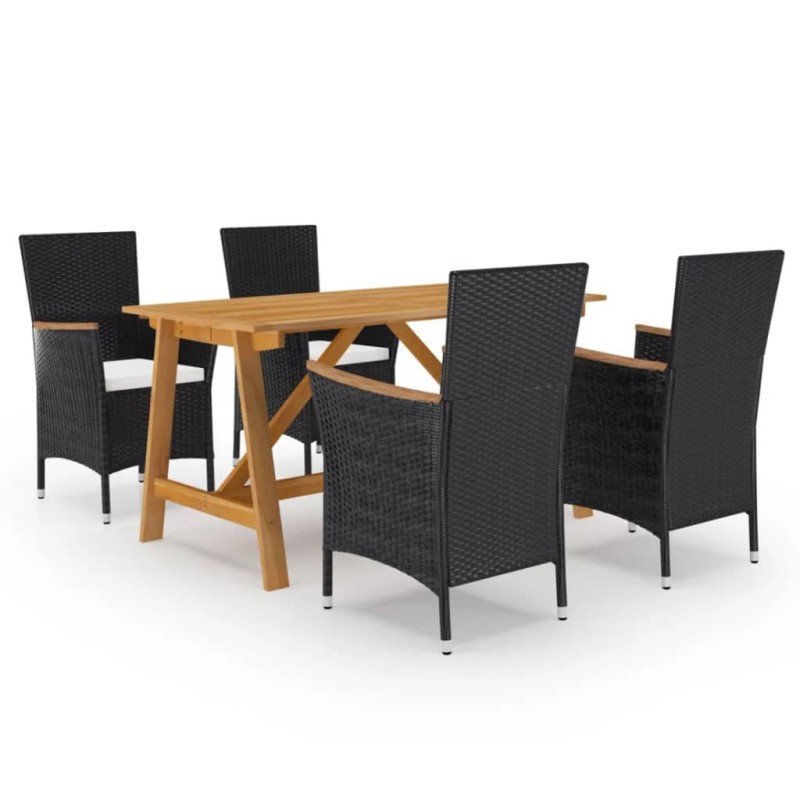 vidaXL Juego de comedor de jardín de 5 piezas negro vidaXL Juego de comedor de jardín de 5 piezas negro