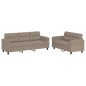 vidaXL Juego de sofás con cojines 2 piezas tela microfibra taupe vidaXL Juego de sofás con cojines 2 piezas tela microfibra taupe