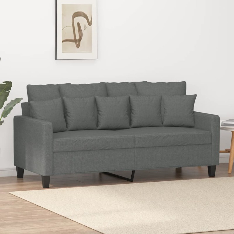 vidaXL Sofá de 2 plazas de tela gris oscuro 140 cm vidaXL Sofá de 2 plazas de tela gris oscuro 140 cm