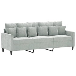 vidaXL Sofá de 3 plazas terciopelo gris claro 180 cm