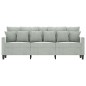 vidaXL Sofá de 3 plazas terciopelo gris claro 180 cm vidaXL Sofá de 3 plazas terciopelo gris claro 180 cm