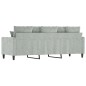 vidaXL Sofá de 3 plazas terciopelo gris claro 180 cm vidaXL Sofá de 3 plazas terciopelo gris claro 180 cm