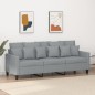 vidaXL Sofá de 3 plazas de tela gris claro 180 cm