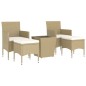 vidaXL Set comedor jardín 5 pzas ratán sintético vidrio templado beige vidaXL Set comedor jardín 5 pzas ratán sintético vidrio templado beige