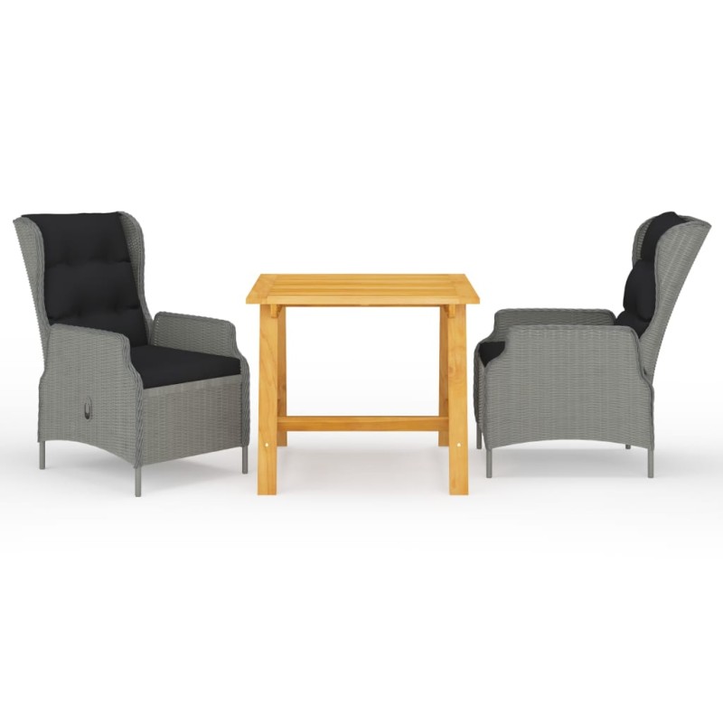 vidaXL Juego de comedor para jardín 3 piezas gris claro vidaXL Juego de comedor para jardín 3 piezas gris claro