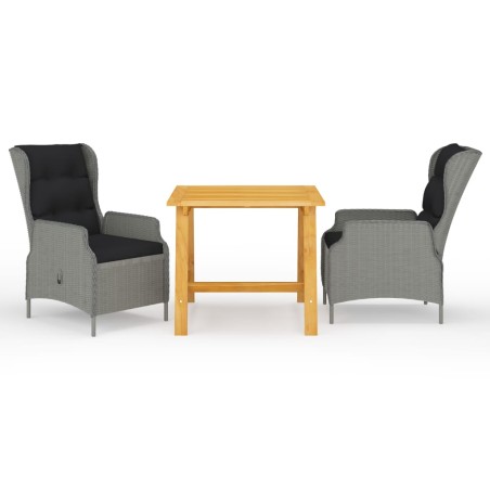 vidaXL Juego de comedor para jardín 3 piezas gris claro