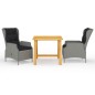 vidaXL Juego de comedor para jardín 3 piezas gris claro vidaXL Juego de comedor para jardín 3 piezas gris claro