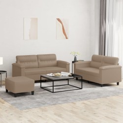 vidaXL Juego de sofás con cojines 3 piezas cuero sintético capuchino