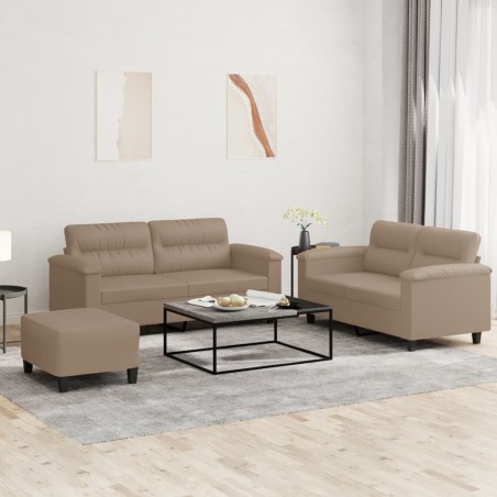 vidaXL Juego de sofás con cojines 3 piezas cuero sintético capuchino