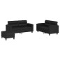 vidaXL Juego de sofás con cojines 3 piezas cuero sintético negro vidaXL Juego de sofás con cojines 3 piezas cuero sintético negro