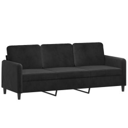 vidaXL Sofá de 3 plazas terciopelo negro 180 cm