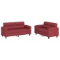 vidaXL Juego de sofás con cojines 2 piezas cuero sintético rojo tinto vidaXL Juego de sofás con cojines 2 piezas cuero sintético rojo tinto