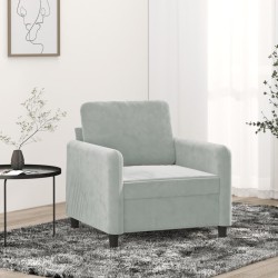 vidaXL Sillón de terciopelo gris claro 60 cm