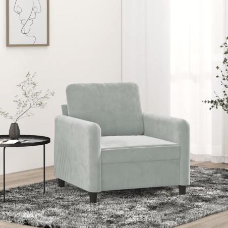 vidaXL Sillón de terciopelo gris claro 60 cm