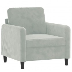 vidaXL Sillón de terciopelo gris claro 60 cm