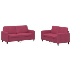vidaXL Juego de sofás 2 piezas terciopelo rojo tinto