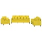 vidaXL Juego de sofás con cojines 3 piezas tela amarillo claro vidaXL Juego de sofás con cojines 3 piezas tela amarillo claro