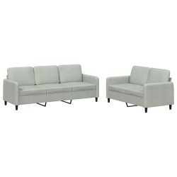 vidaXL Juego de sofás 2 piezas terciopelo gris claro