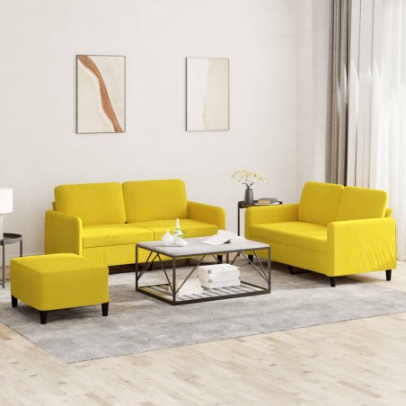 vidaXL Juego de sofás 3 piezas terciopelo amarillo