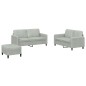 vidaXL Juego de sofás 3 piezas terciopelo gris claro vidaXL Juego de sofás 3 piezas terciopelo gris claro