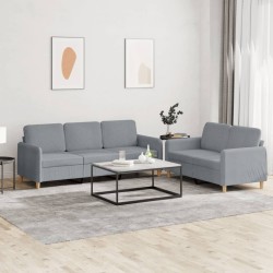 vidaXL Juego de sofás con cojines 2 piezas tela gris claro