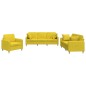 vidaXL Juego de sofás con cojines 3 piezas tela amarillo claro vidaXL Juego de sofás con cojines 3 piezas tela amarillo claro