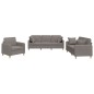 vidaXL Juego de sofás con cojines 3 piezas tela gris taupe vidaXL Juego de sofás con cojines 3 piezas tela gris taupe