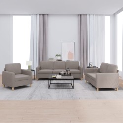 vidaXL Juego de sofás con cojines 3 piezas tela gris taupe