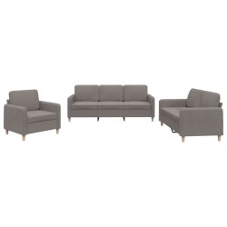 vidaXL Juego de sofás con cojines 3 piezas tela gris taupe