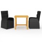 vidaXL Juego de comedor de jardín 3 piezas negro