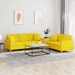 vidaXL Juego de sofás con cojines 2 piezas tela amarillo claro