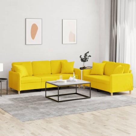 vidaXL Juego de sofás con cojines 2 piezas tela amarillo claro