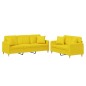 vidaXL Juego de sofás con cojines 2 piezas tela amarillo claro vidaXL Juego de sofás con cojines 2 piezas tela amarillo claro
