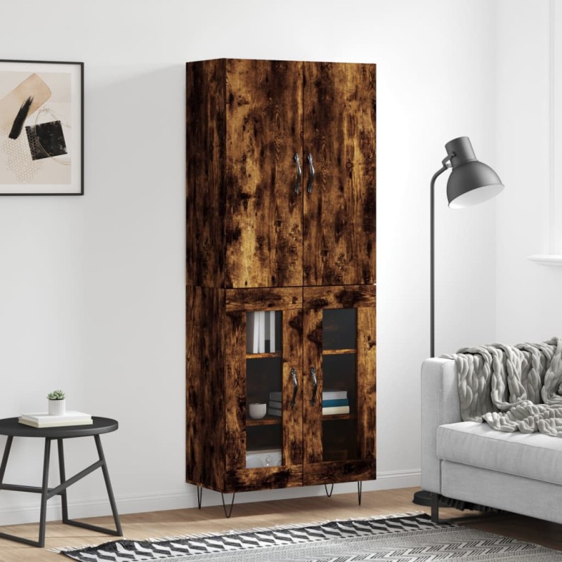 vidaXL Aparador alto madera contrachapada roble ahumado 69,5x34x180 cm vidaXL Aparador alto madera contrachapada roble ahumado 69,5x34x180 cm