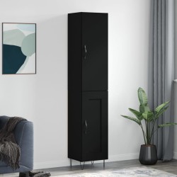 vidaXL Aparador de madera contrachapada negro 34,5x34x180 cm