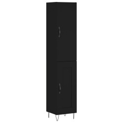 vidaXL Aparador de madera contrachapada negro 34,5x34x180 cm