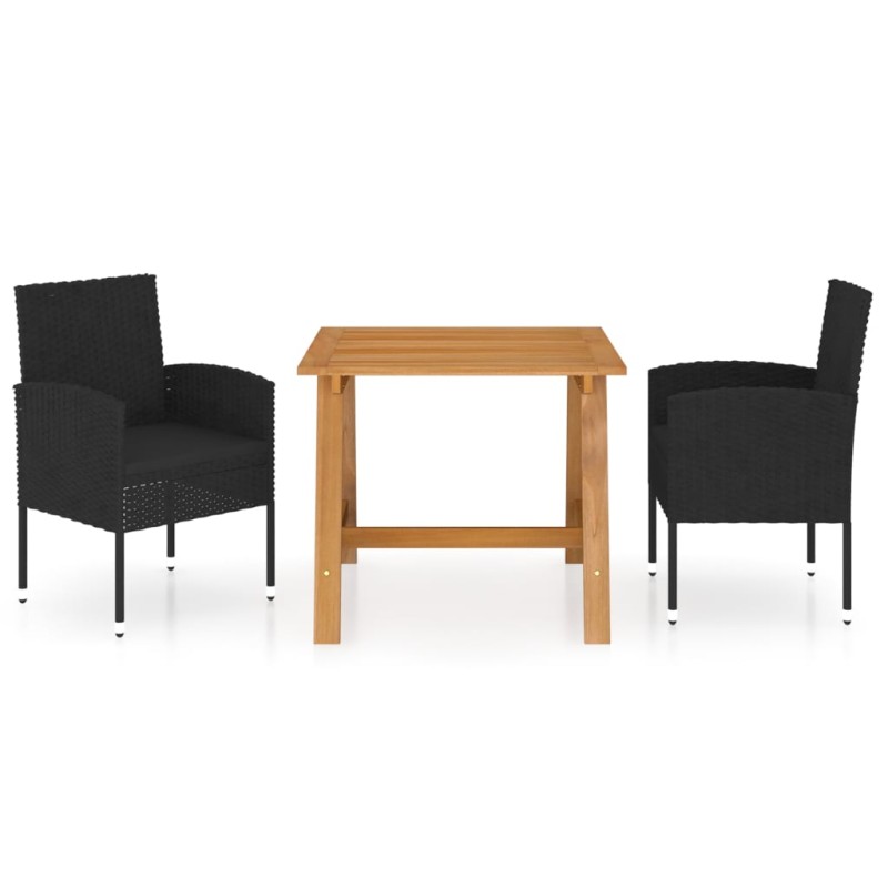 vidaXL Juego de comedor de jardín 3 piezas negro vidaXL Juego de comedor de jardín 3 piezas negro