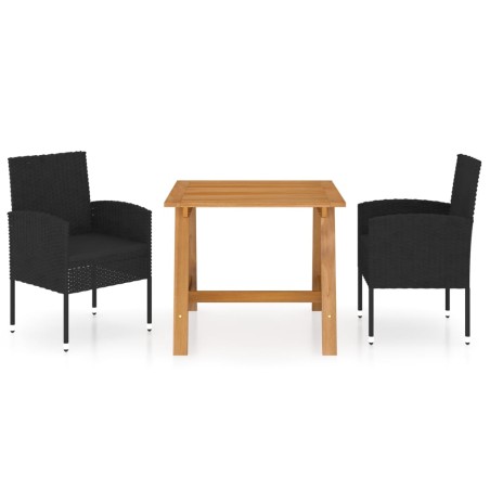 vidaXL Juego de comedor de jardín 3 piezas negro