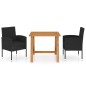 vidaXL Juego de comedor de jardín 3 piezas negro vidaXL Juego de comedor de jardín 3 piezas negro