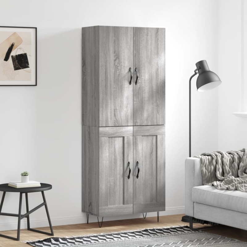 vidaXL Aparador alto madera contrachapada gris sonoma 69,5x34x180 cm vidaXL Aparador alto madera contrachapada gris sonoma 69,5x34x180 cm