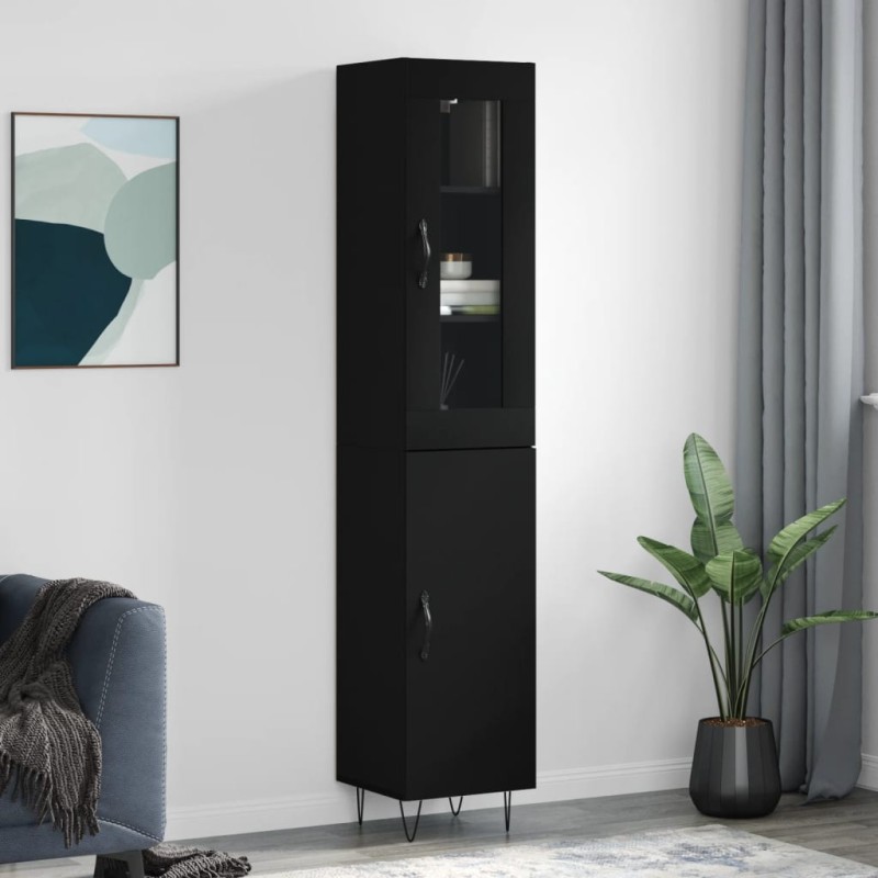 vidaXL Aparador de madera contrachapada negro 34,5x34x180 cm vidaXL Aparador de madera contrachapada negro 34,5x34x180 cm