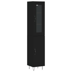 vidaXL Aparador de madera contrachapada negro 34,5x34x180 cm