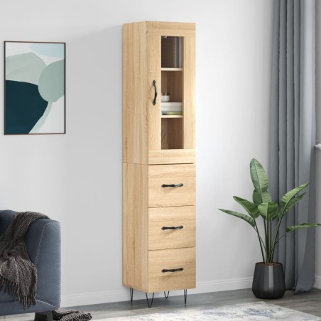 vidaXL Aparador de madera contrachapada roble Sonoma 34,5x34x180 cm