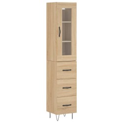 vidaXL Aparador de madera contrachapada roble Sonoma 34,5x34x180 cm