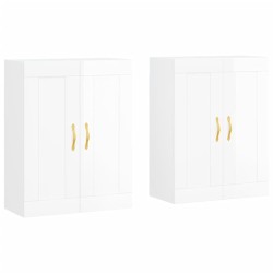 vidaXL Armarios de pared 2 uds madera de ingeniería blanco brillante
